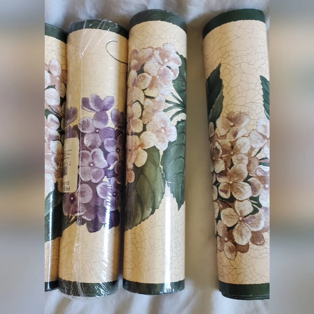 D. W. Wallcoverings Vtg Savannah Floral Wallpaper Border Purple Hydrangeas, New